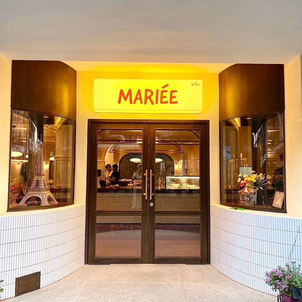 The storefront at dusk